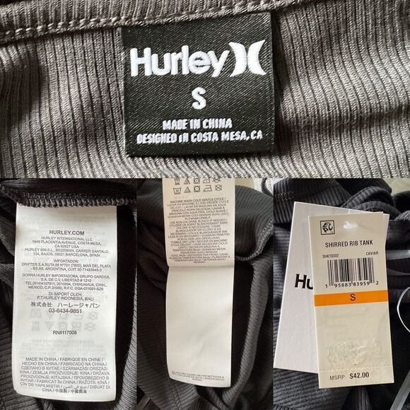 Hurley Black Caviar Shirred Rib Tank Small - Picture 5 of 6